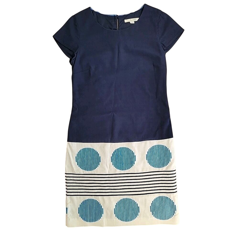 Boden Blue Embroidered A Line Dress 4R Retro Mod